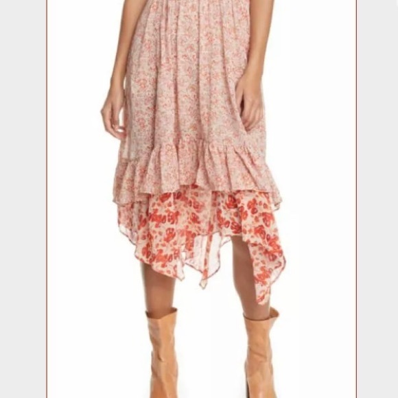 Free People Zuma Drippy Ruffle Skirt Fall Floral - Picture 5 of 7